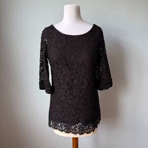 Shoshanna Black Lace Blouse Size 6
